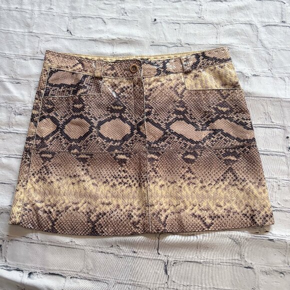 Just Cavalli Python Imprint Patent Mini Skirt Genuine Leather Sz42 US6 Authentic - Picture 7 of 15